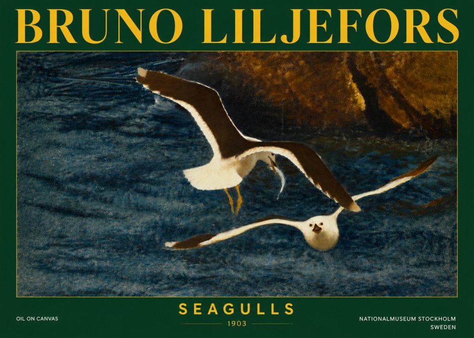 Bruno Liljefors Seagulls No5 - Plakát