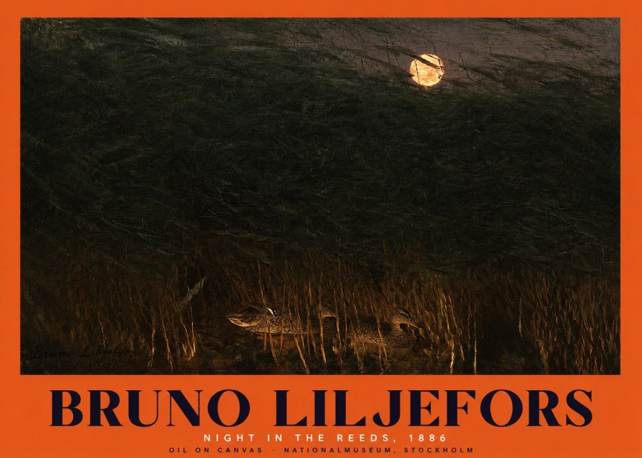 Bruno Liljefors Night in the Reeds No2 - Plakát