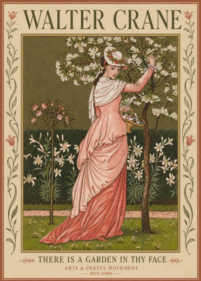 Walter Crane There Is a Garden in Thy Face I No3 - Plakát