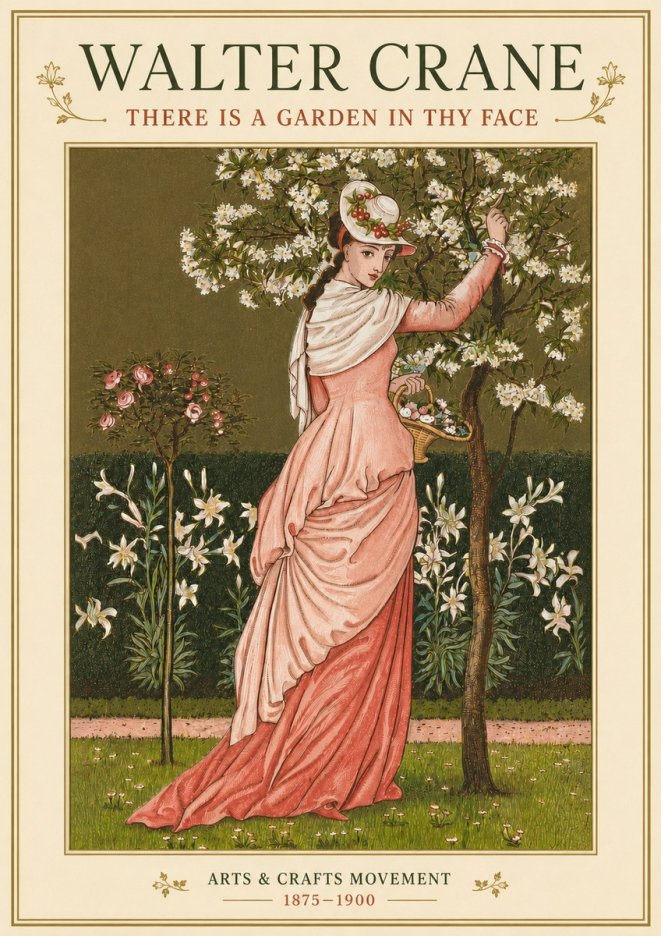 Walter Crane There Is a Garden in Thy Face I No4 - Plakát