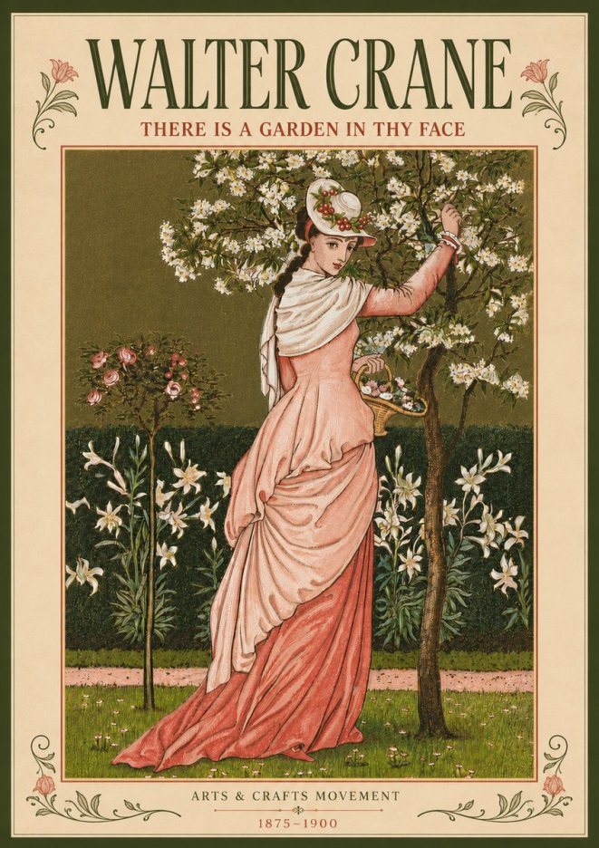 Walter Crane There Is a Garden in Thy Face I No5 - Plakát