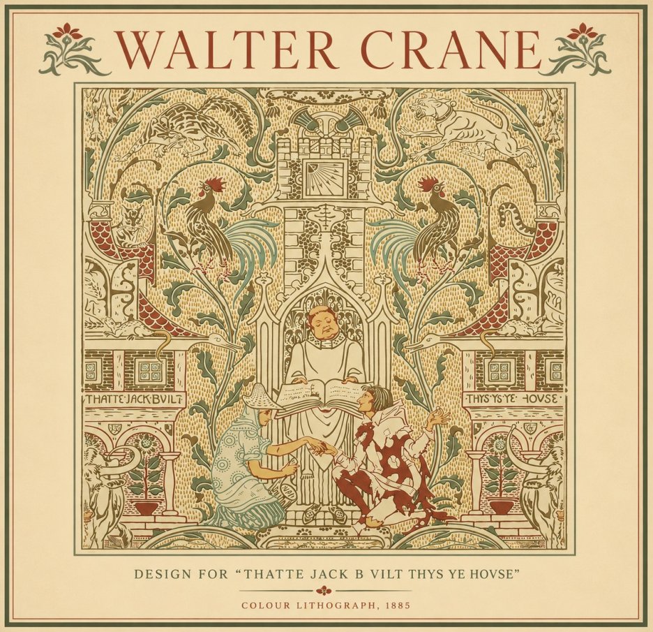 Walter Crane Design for "Thatte Jack B Vilt Thys Ye Hovse" No4 - Plakát