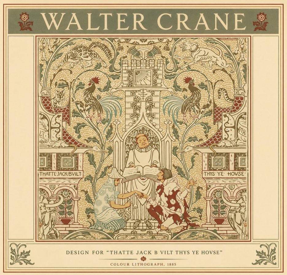 Walter Crane Design for "Thatte Jack B Vilt Thys Ye Hovse" No6 - Plakát