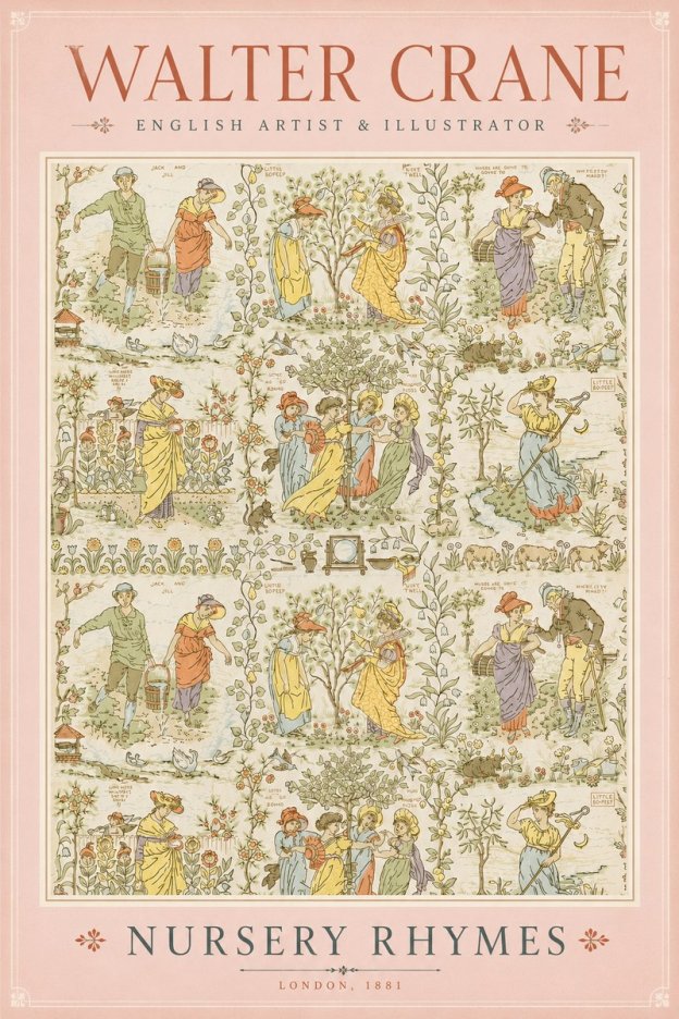 Walter Crane Nursery Rhymes No2 - Plakát