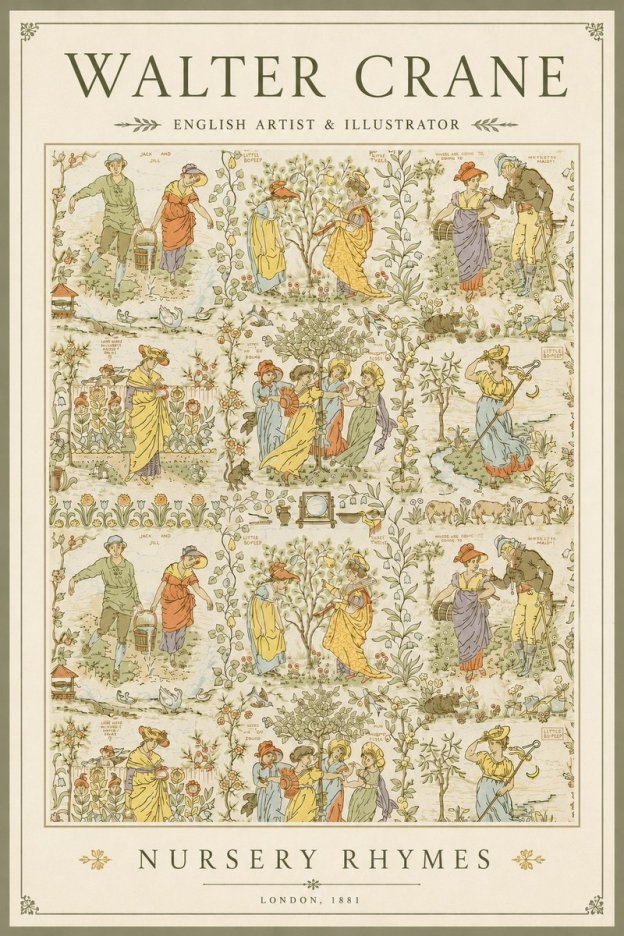 Walter Crane Nursery Rhymes No3 - Plakát