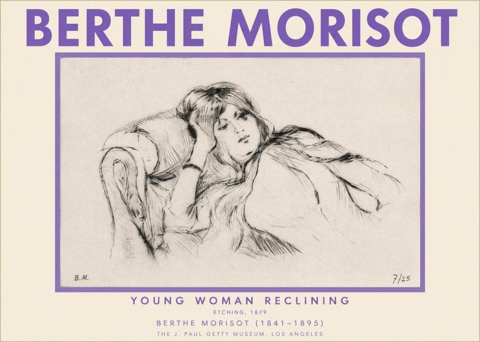 Berthe Morisot Young Woman Reclining I No2 - Plakát