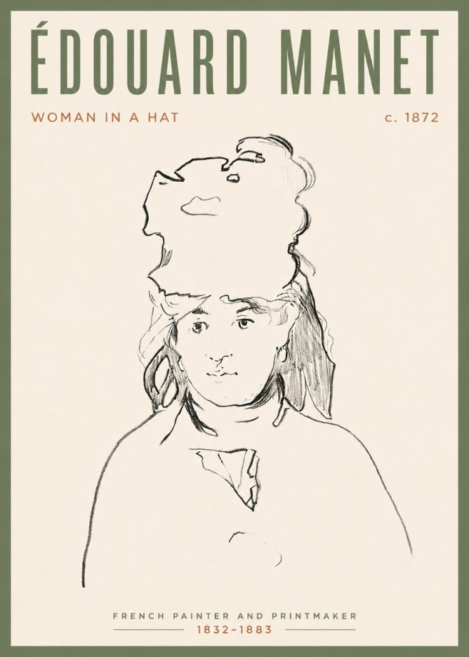 Édouard Manet Woman in a Hat No4 - Plakát