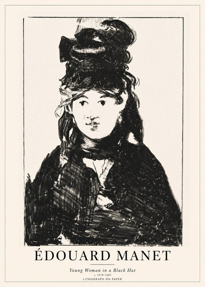 Édouard Manet Young Woman in a Black Hat II No1 - Plakát
