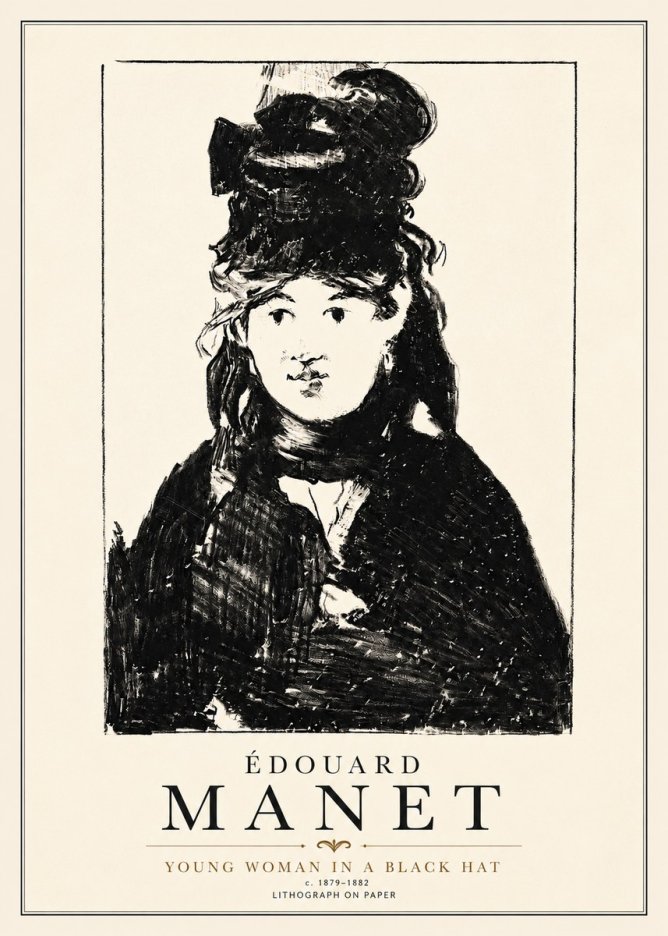 Édouard Manet Young Woman in a Black Hat II No4 - Plakát