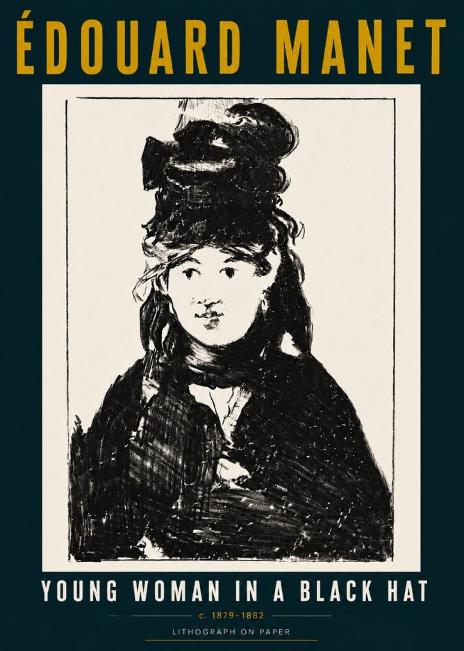 Édouard Manet Young Woman in a Black Hat II No5 - Plakát