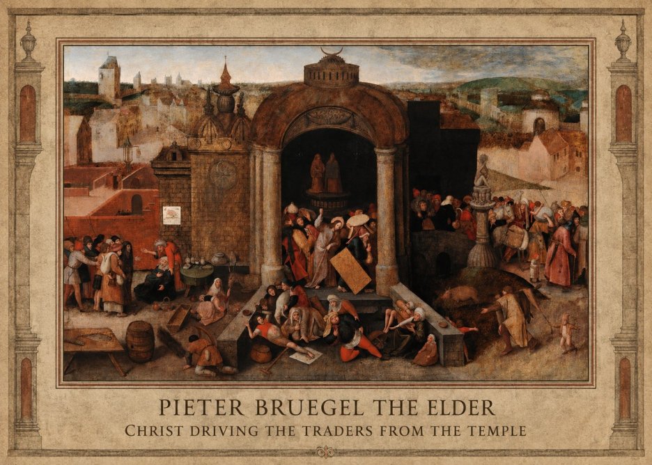 Pieter Bruegel Christ Driving the Traders from the Temple No1 - Plakát
