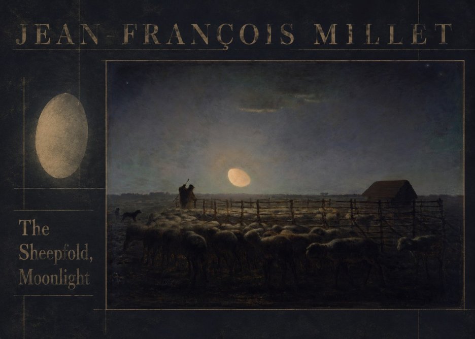 Jean-François Millet The Sheepfold, Moonlight No6 - Plakát