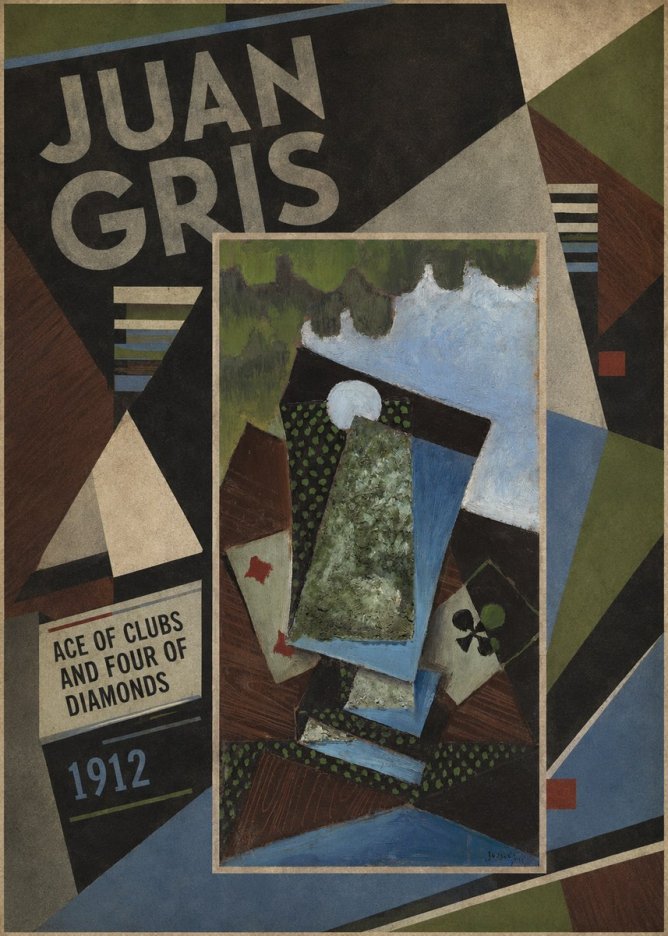Juan Gris Ace of Clubs and Four of Diamonds No2 - Plakát