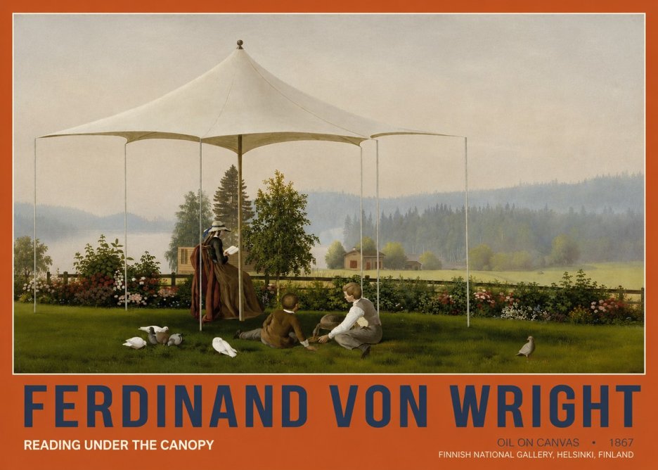 Ferdinand von Wright Reading Under the Canopy No2 - Plakát