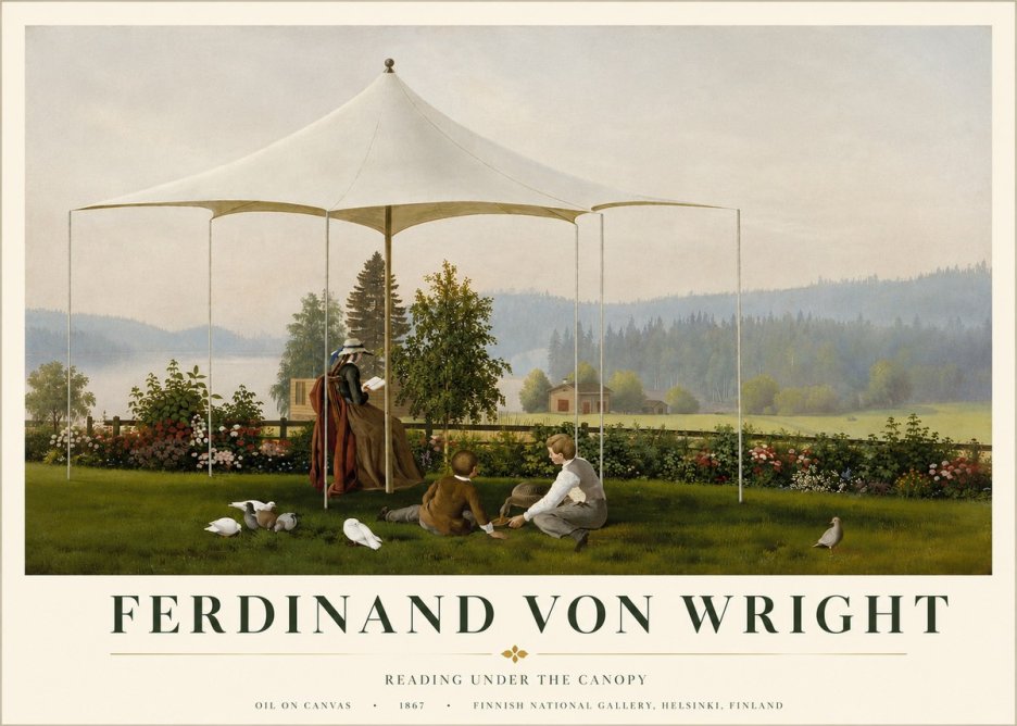 Ferdinand von Wright Reading Under the Canopy No3 - Plakát