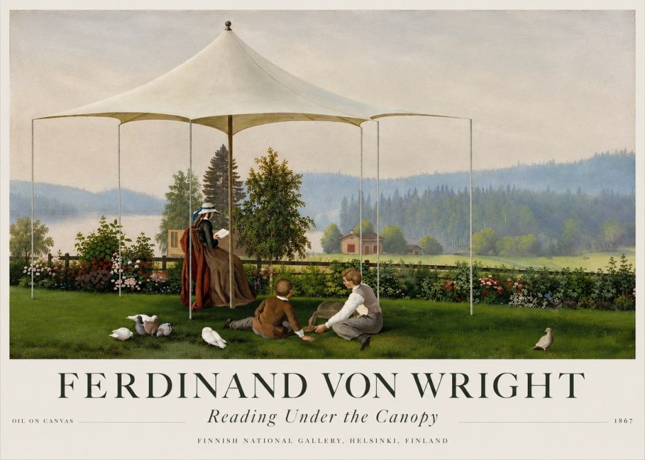 Ferdinand von Wright Reading Under the Canopy No4 - Plakát