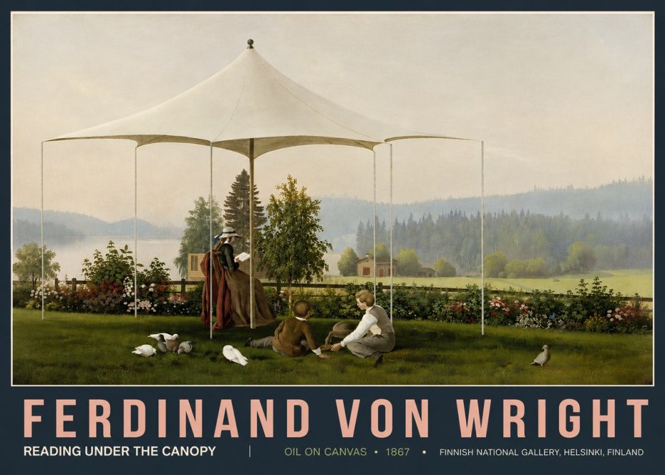 Ferdinand von Wright Reading Under the Canopy No5 - Plakát