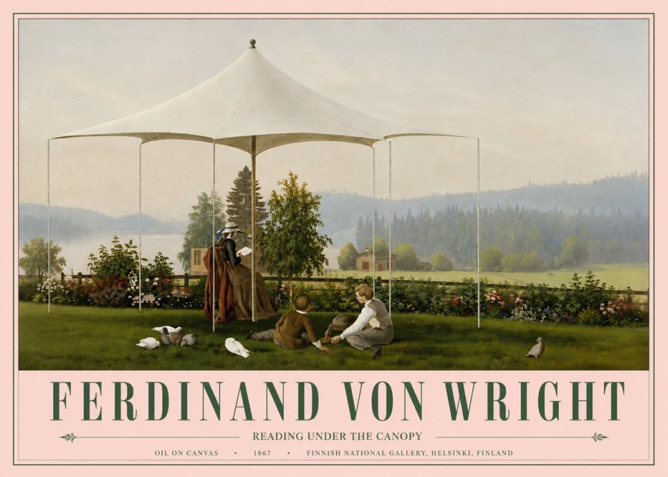 Ferdinand von Wright Reading Under the Canopy No6 - Plakát