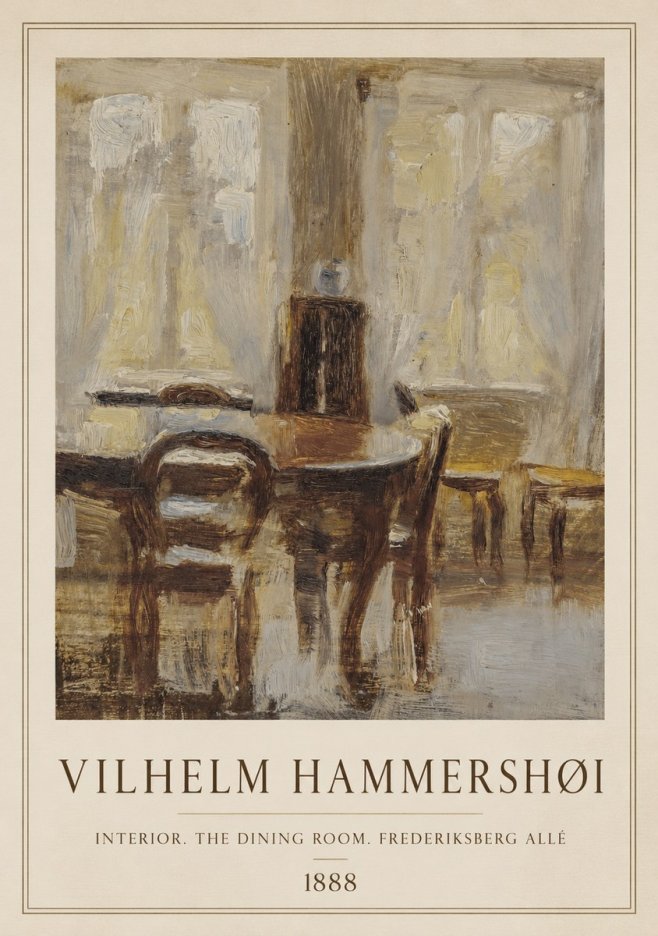 Vilhelm Hammershøi Interior. the Dining Room. Frederiksberg Allé No1 - Plakát