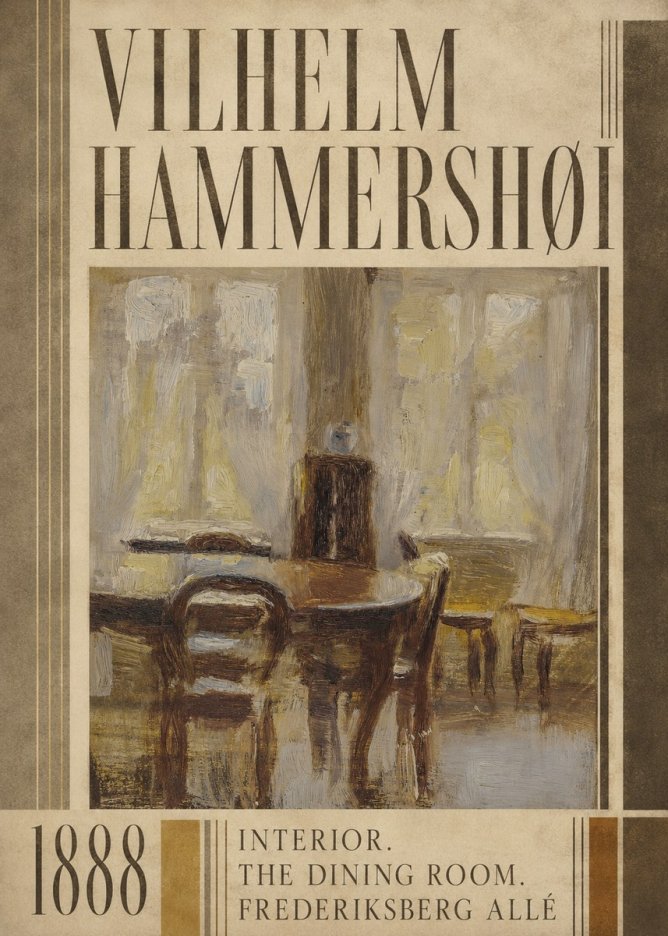 Vilhelm Hammershøi Interior. the Dining Room. Frederiksberg Allé No4 - Plakát