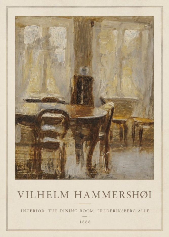 Vilhelm Hammershøi Interior. the Dining Room. Frederiksberg Allé No5 - Plakát