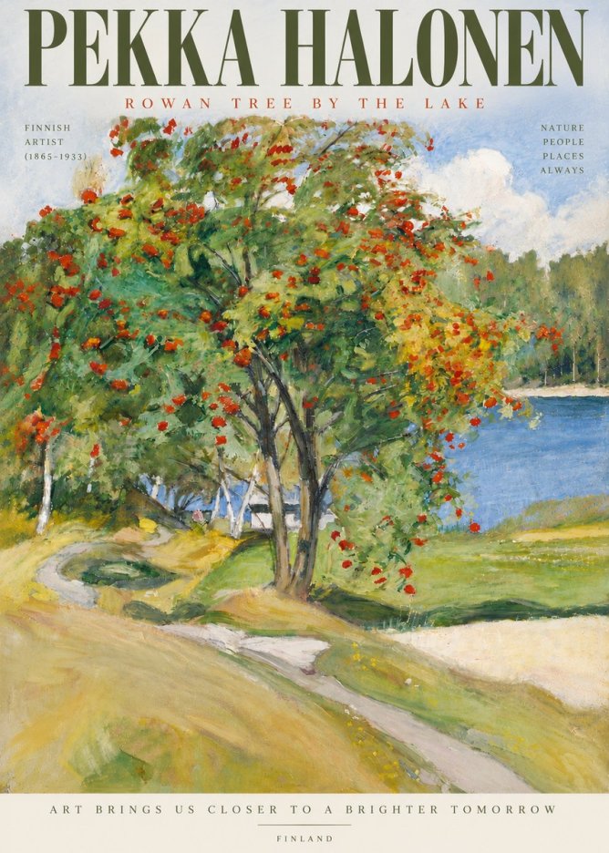Pekka Halonen Rowan Tree by the Lake No4 - Plakát