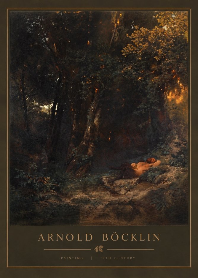Arnold Böcklin A Faun Asleep No3 - Plakát