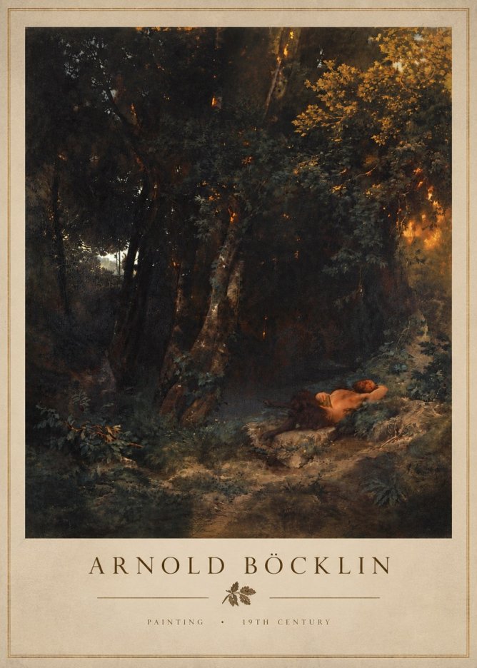 Arnold Böcklin A Faun Asleep No4 - Plakát