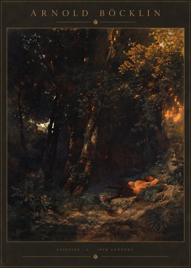 Arnold Böcklin A Faun Asleep No5 - Plakát