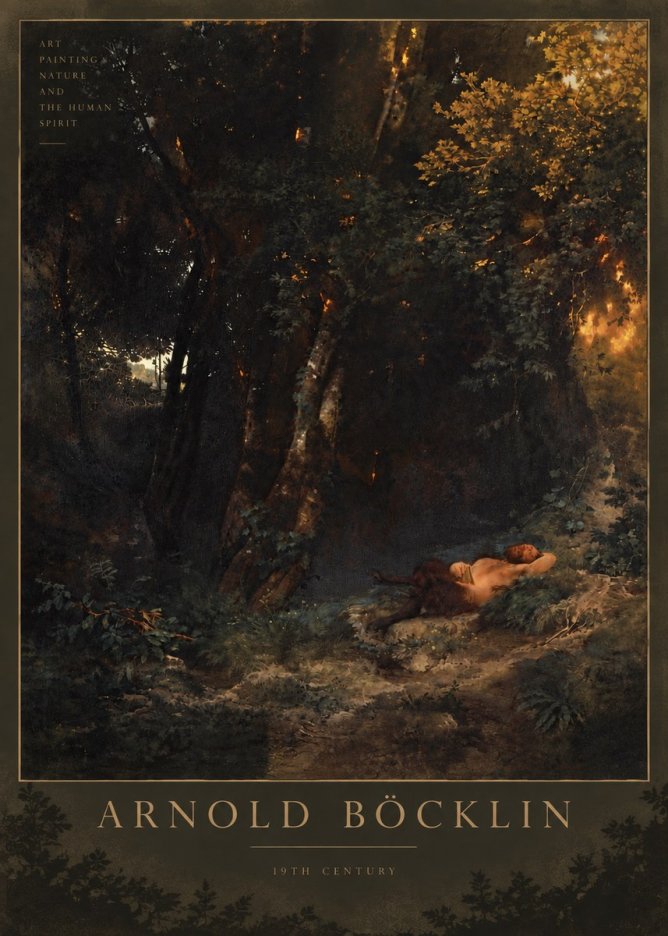 Arnold Böcklin A Faun Asleep No6 - Plakát