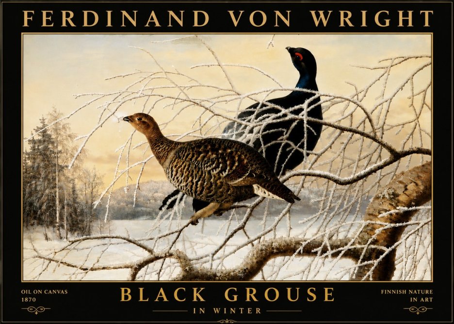 Ferdinand von Wright Black Grouse in Winter No6 - Plakát