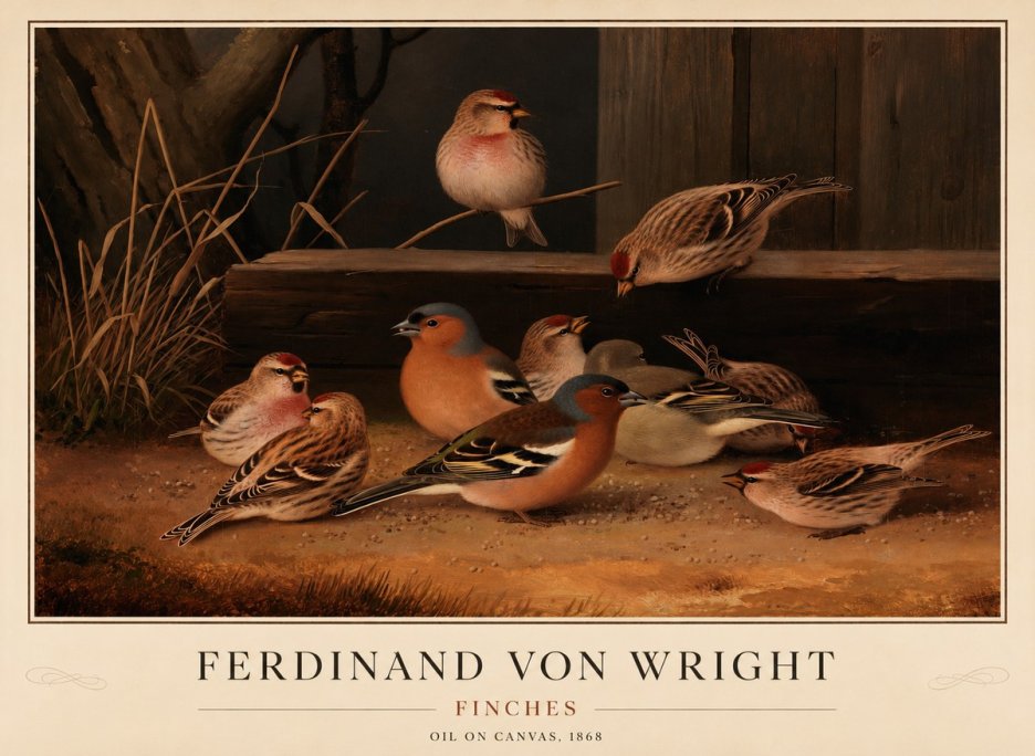 Ferdinand von Wright Finches No1 - Plakát