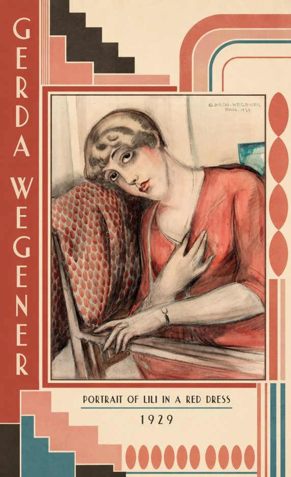 Gerda Wegener Portrait of Lili in a Red Dress No5 - Plakát