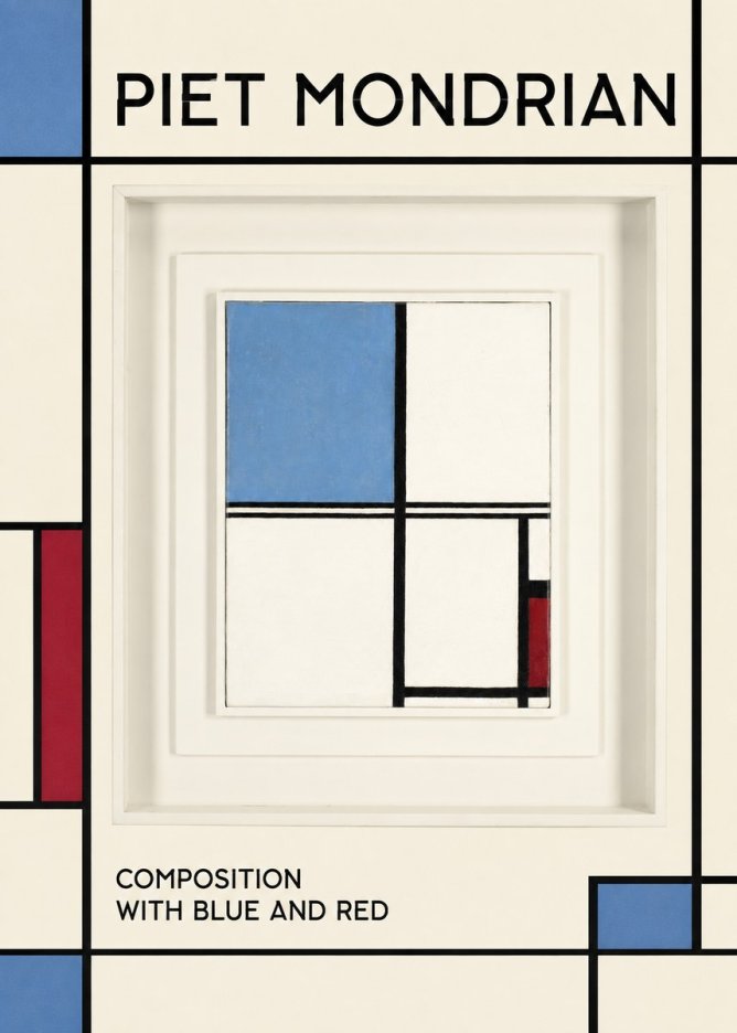 Piet Mondrian Composition with Blue and Red No1 - Plakát