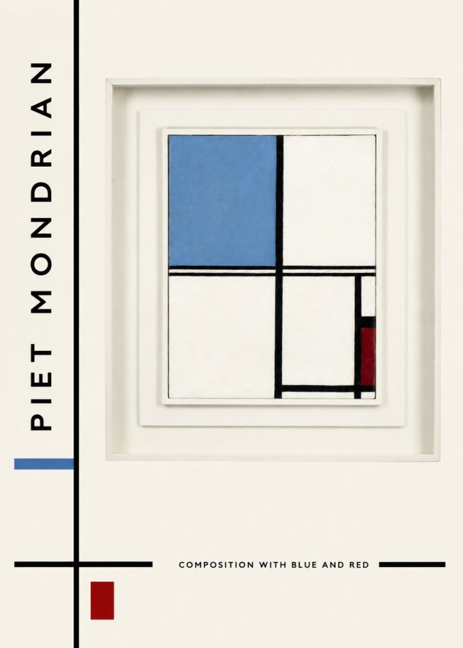 Piet Mondrian Composition with Blue and Red No2 - Plakát