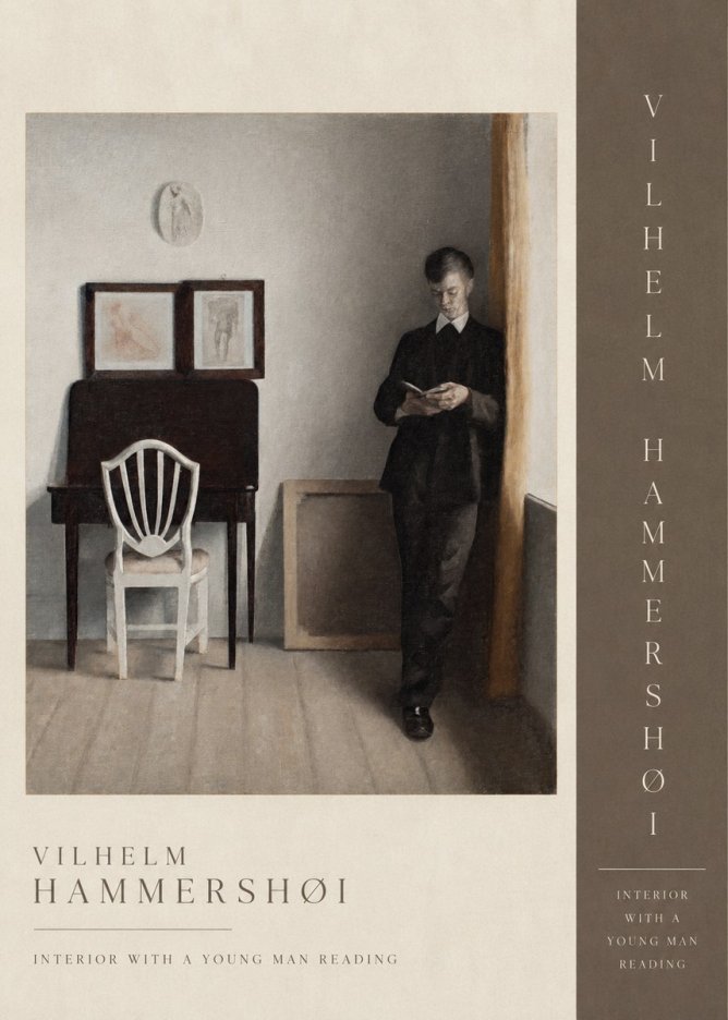 Vilhelm Hammershøi Interior with a Young Man Reading No2 - Plakát