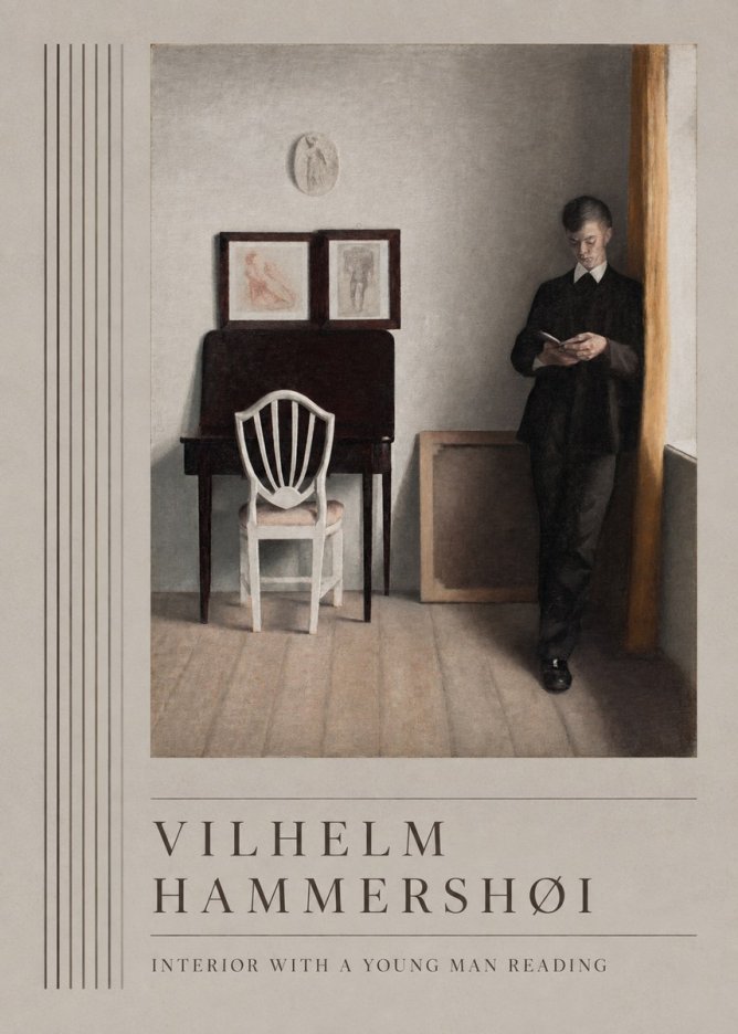 Vilhelm Hammershøi Interior with a Young Man Reading No5 - Plakát