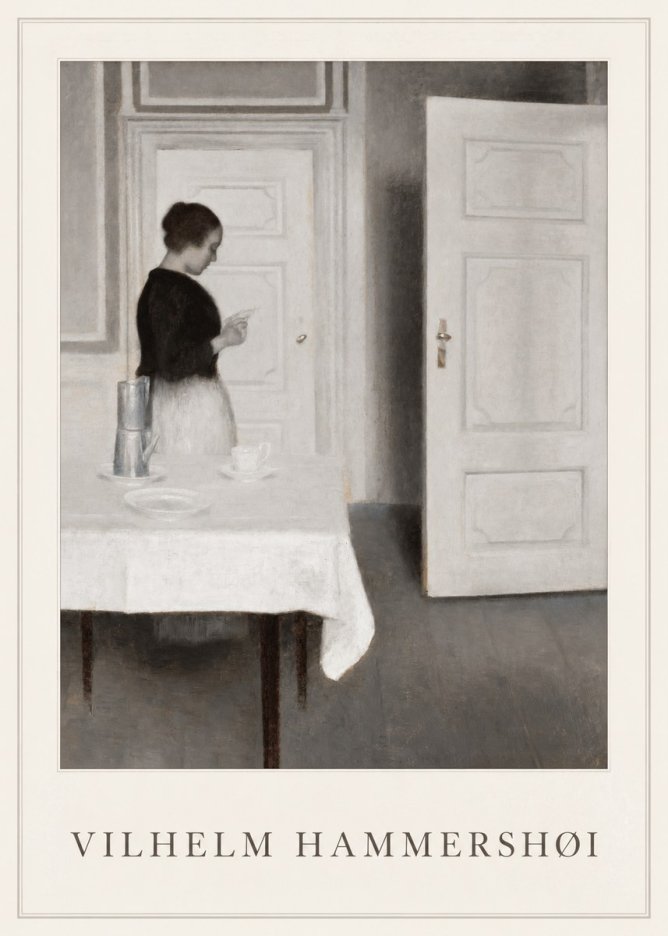 Vilhelm Hammershøi Interior with a Woman Reading a Letter No1 - Plakát