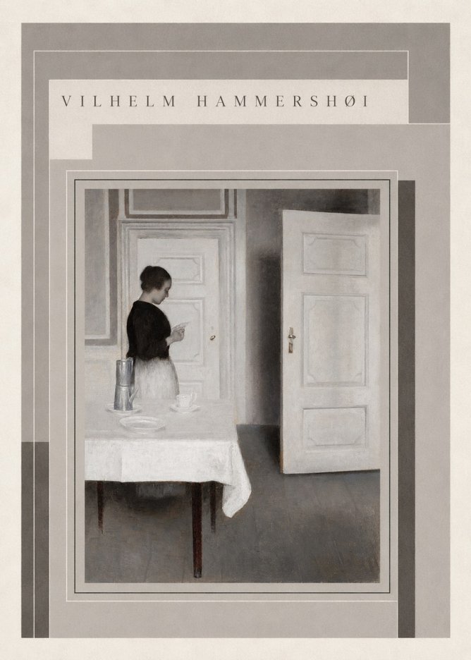 Vilhelm Hammershøi Interior with a Woman Reading a Letter No3 - Plakát