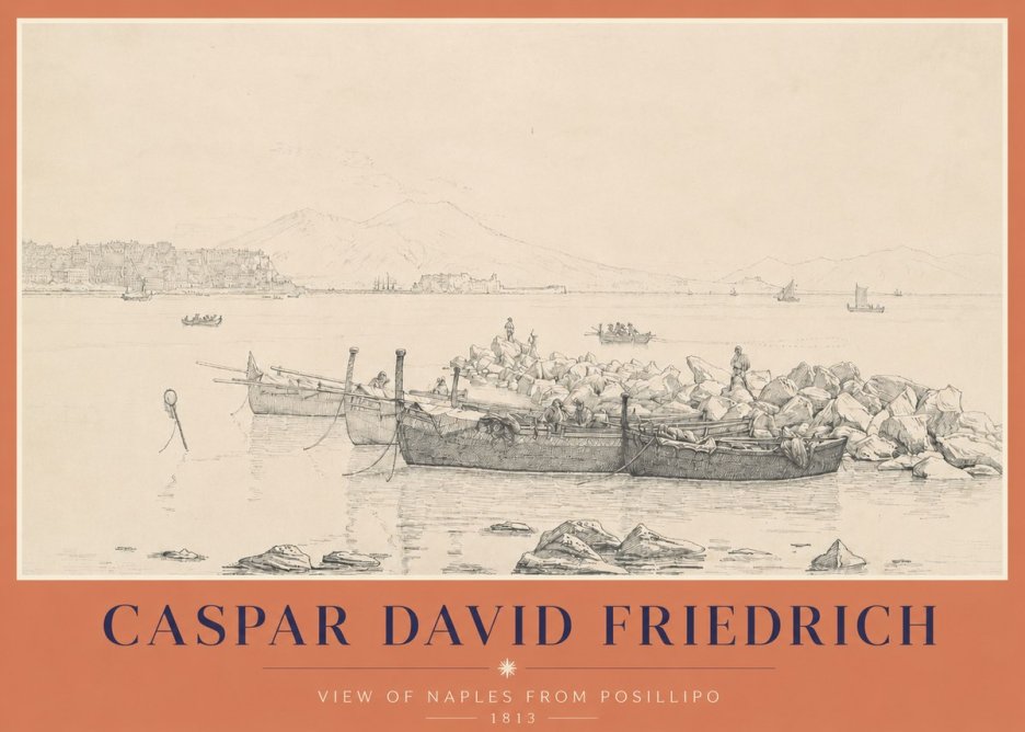 Caspar David Friedrich View of Naples from Posillipo No2 - Plakát
