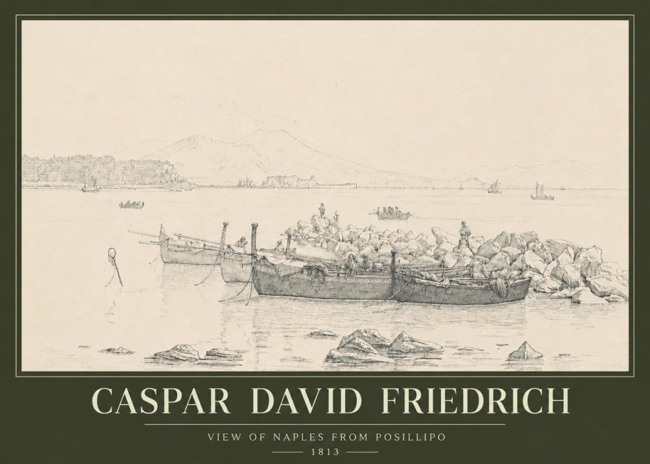 Caspar David Friedrich View of Naples from Posillipo No3 - Plakát