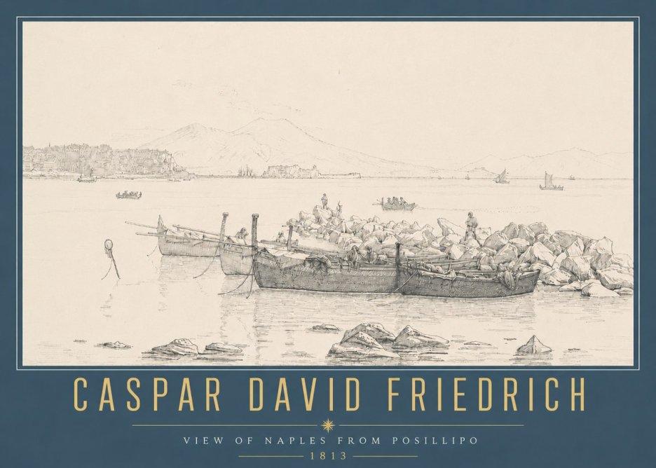 Caspar David Friedrich View of Naples from Posillipo No4 - Plakát