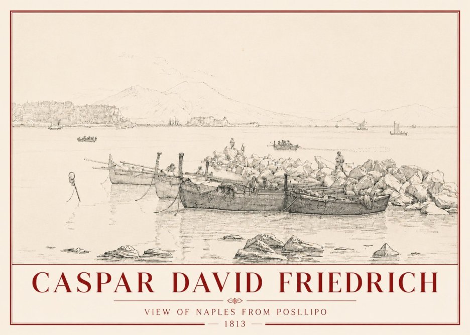 Caspar David Friedrich View of Naples from Posillipo No6 - Plakát
