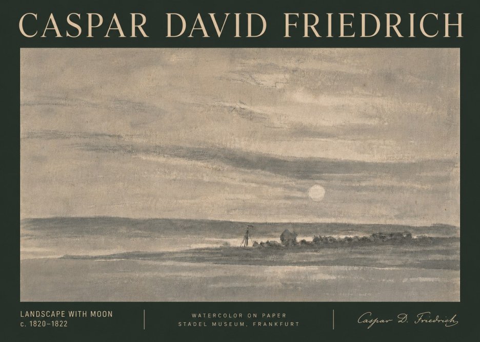 Caspar David Friedrich Landscape with Moon No6 - Plakát