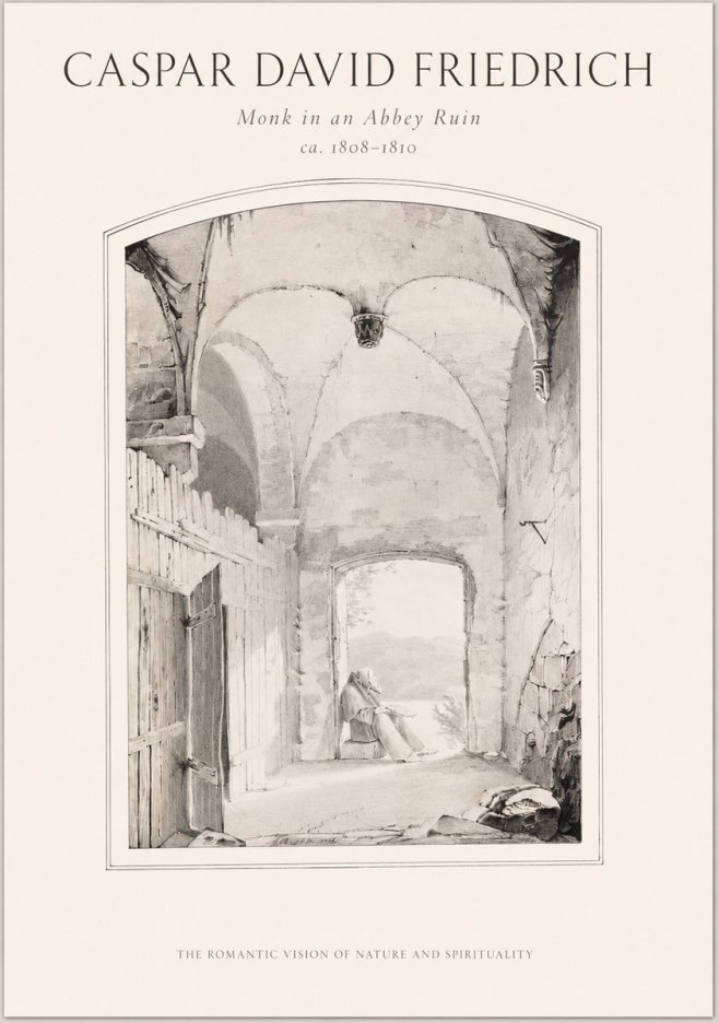 Caspar David Friedrich Monk in an Abbey Ruin No1 - Plakát