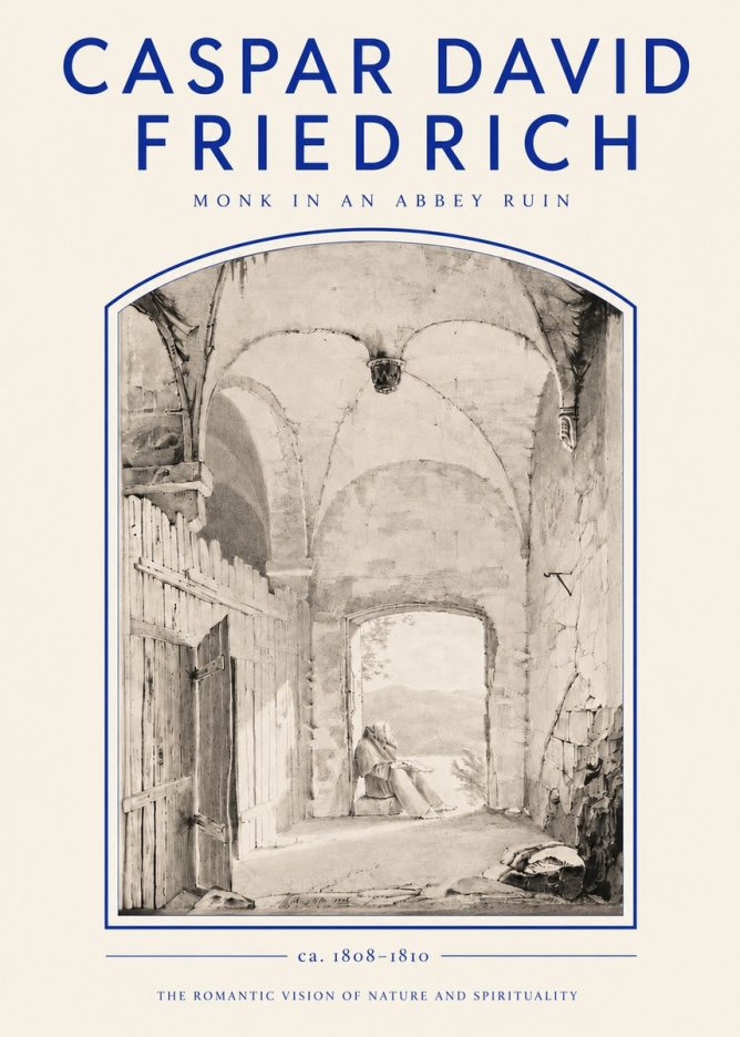 Caspar David Friedrich Monk in an Abbey Ruin No3 - Plakát