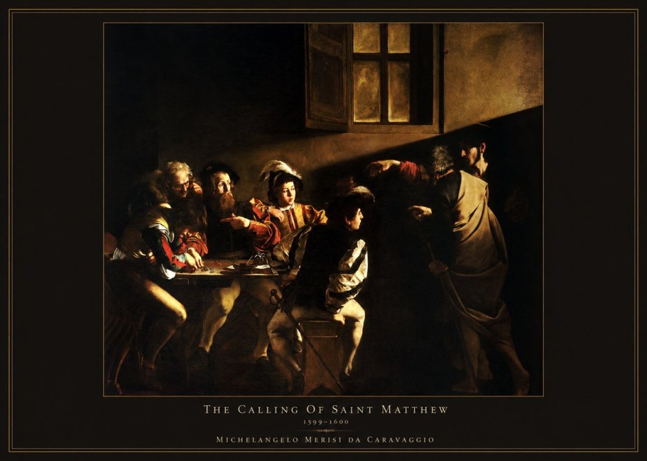 Michelangelo Merisi da Caravaggio The Calling of Saint Matthew I No4 - Plakát