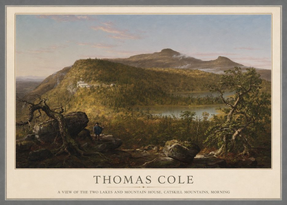 Thomas Cole A View of the Two Lakes and Mountain House, Catskill Mountains, Morning No1 - Plakát