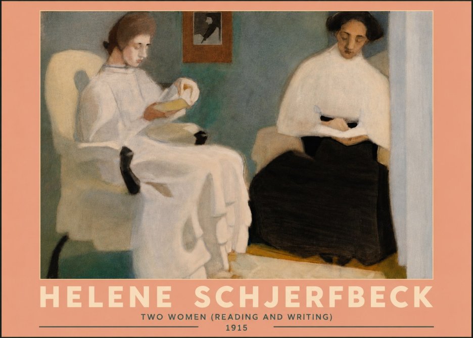 Helene Schjerfbeck Two Women (Reading and Writing) No5 - Plakát