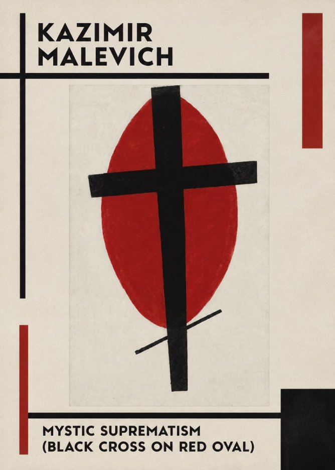 Kazimir Malevich Mystic Suprematism (Black Cross on Red Oval) No1 - Plakát